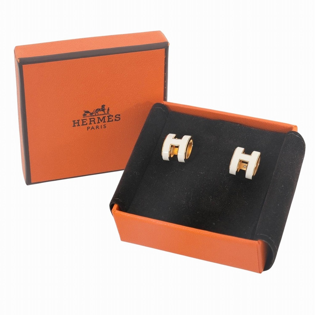 エルメス　ポップ　H アッシュ　ミニ　ピアス　ホワイト エルメス Hermes HERMES ピアス ポップアッシュ ミニ POP H MINI