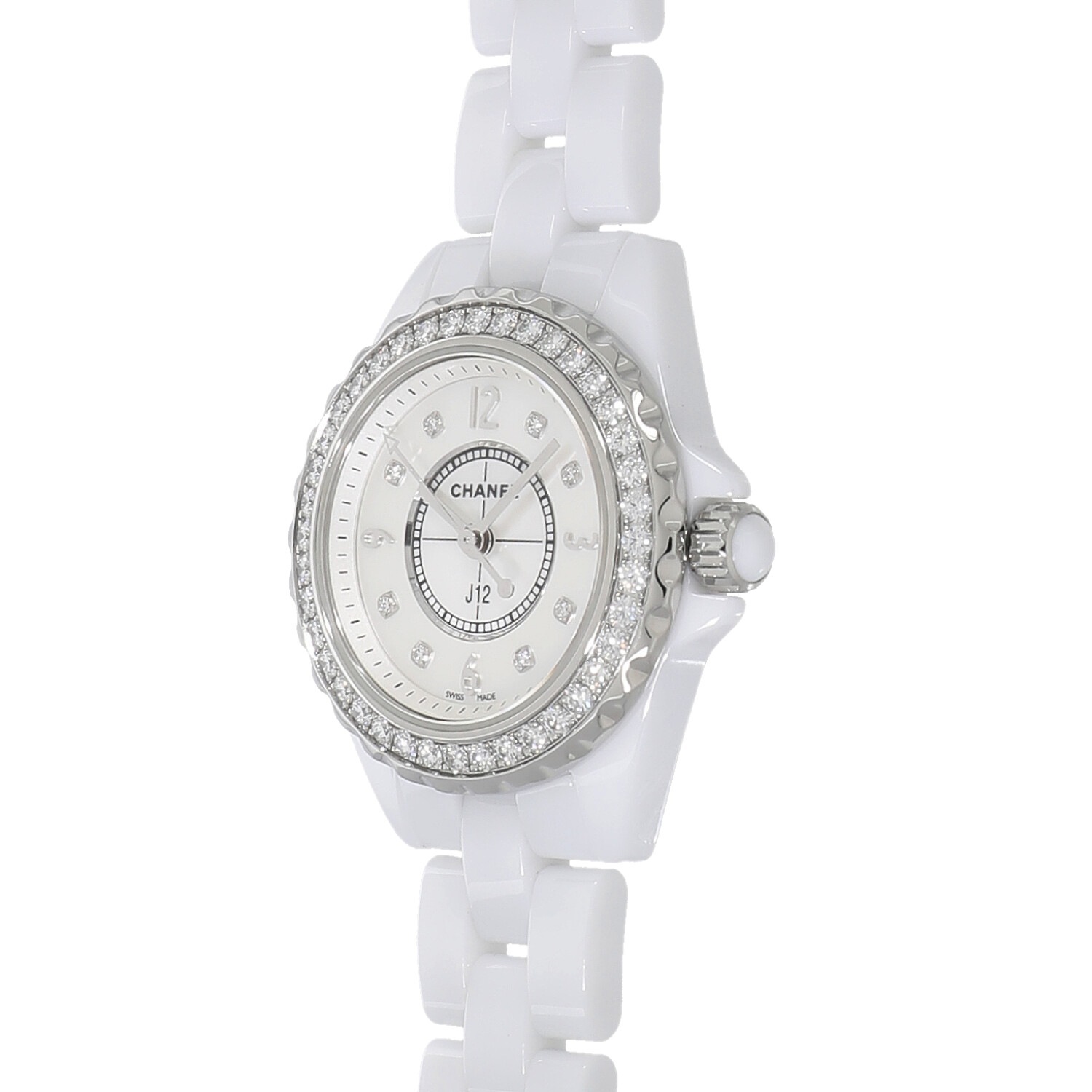 シャネルJ12 、8Pダイヤホワイトセラミック 新品)CHANEL シャネル J12 ホワイトセラミック MOP/8Pダイヤ 33mm