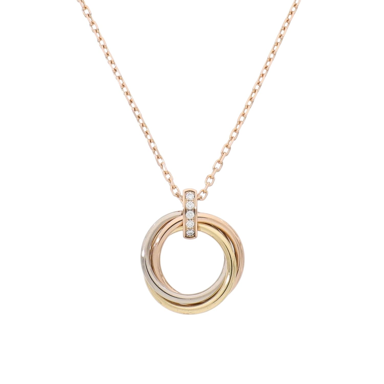 イエローゴールドローズゴールドホワイトゴールドトリニティダイヤネックレス C30027 | [中古]カルティエ トリニティ ダイヤモンド ネックレス