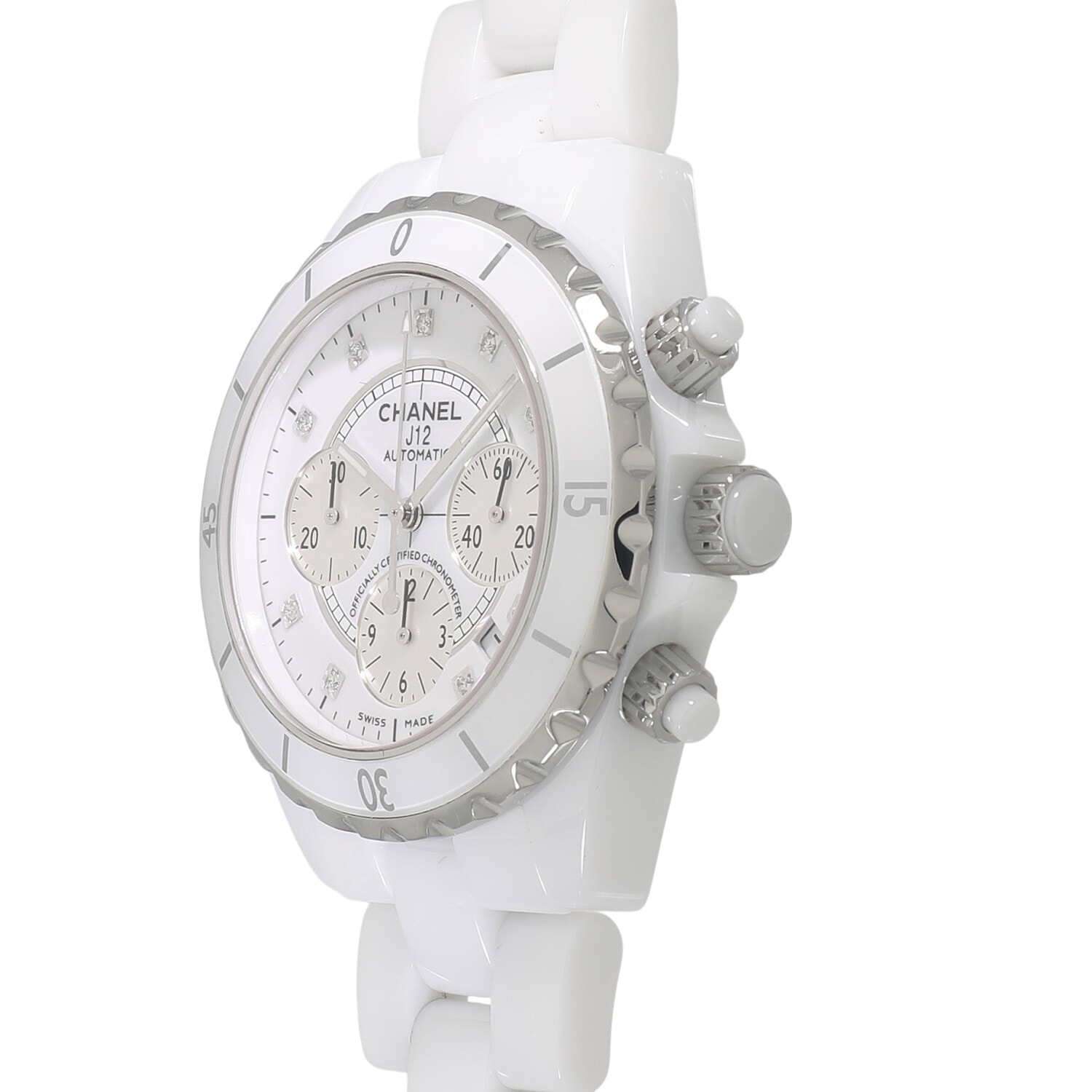 H10040 | [中古]シャネル J12 クロノグラフ H2009 ホワイト×9Pダイヤ