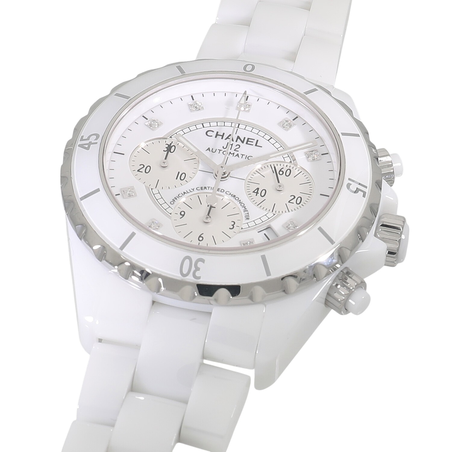 H10040 | [中古]シャネル J12 クロノグラフ H2009 ホワイト×9Pダイヤ