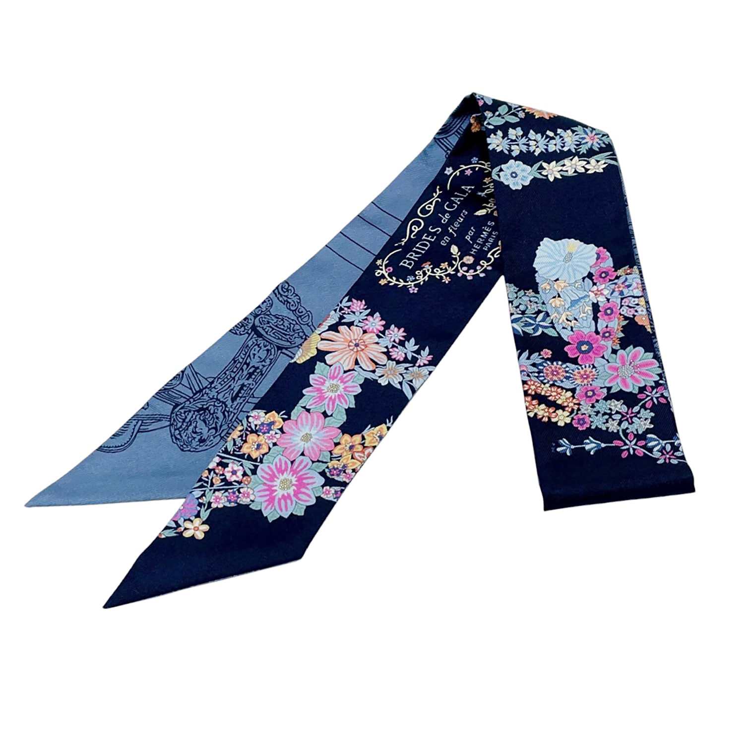 新品未使用 HERMESエルメス ツイリー花柄ブリッドドゥガラ　ヴェールアマンド H10245 | [新品]エルメス ツイリー ブリット ドゥ ガラ マリン