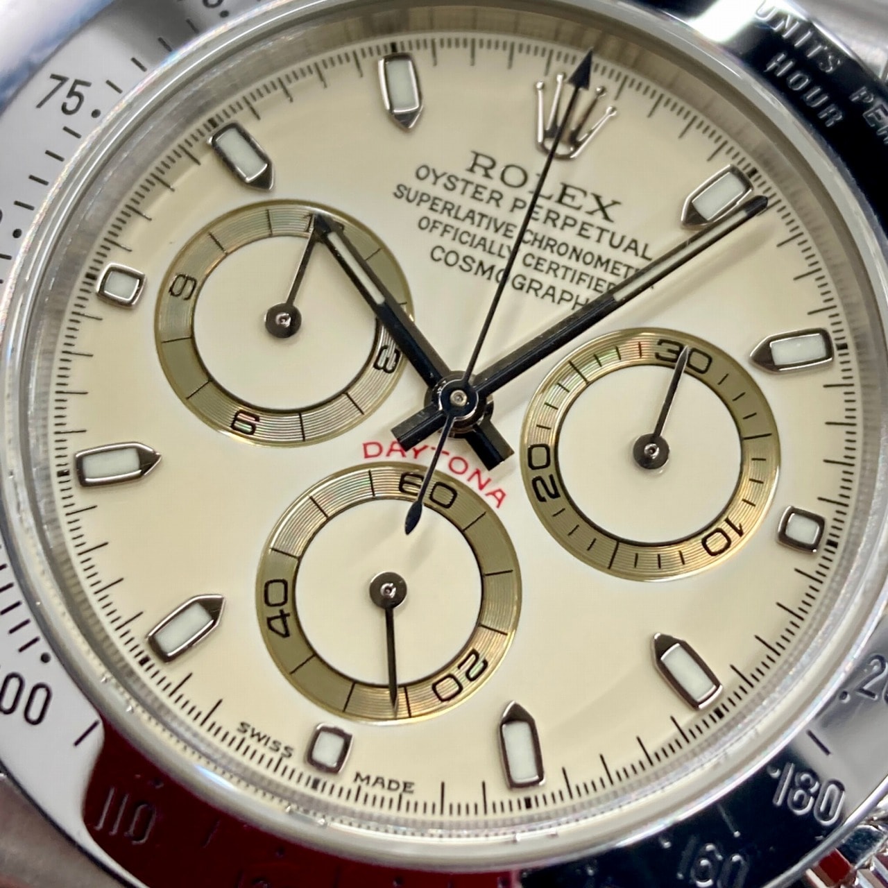 ロレックス デイトナ/116520 純正 初期(P～Y番) 白文字盤と針のセット  ROLEX デイトナ 116520 細針 初期黒文字盤 2002年 初期P番 付属充実中古品