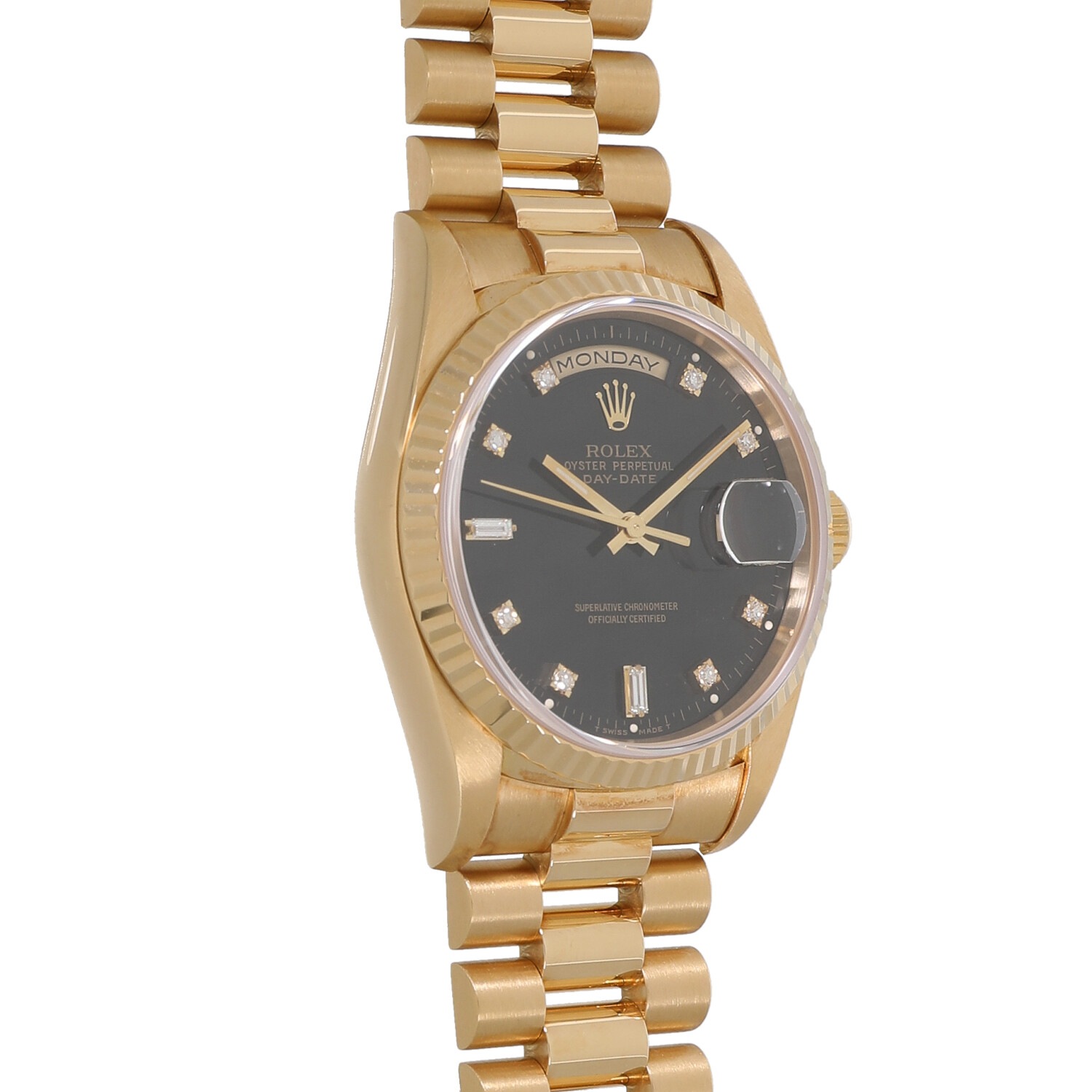 R7658 | [中古]ロレックス デイデイト 18238A W番 ブラック×10Pダイヤ