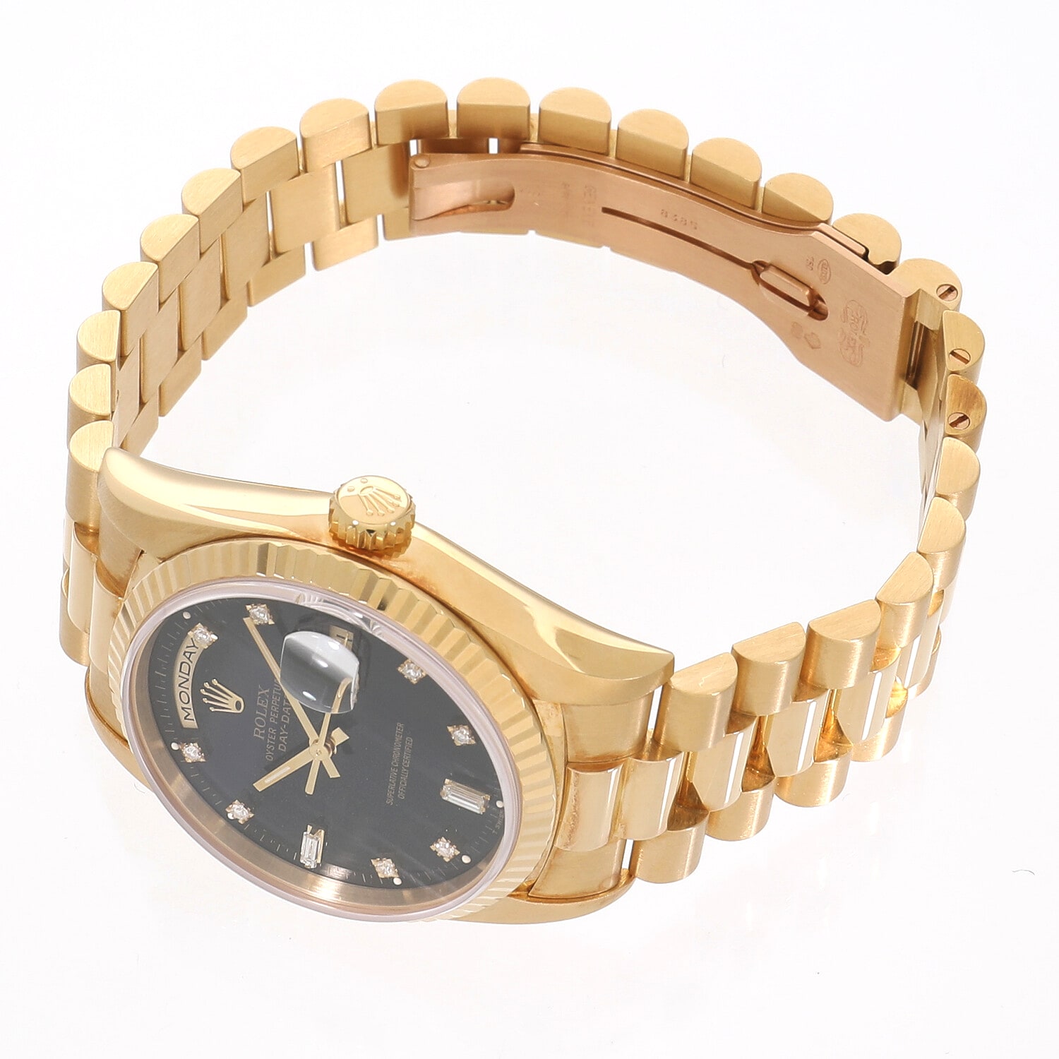 R7658 | [中古]ロレックス デイデイト 18238A W番 ブラック×10Pダイヤ