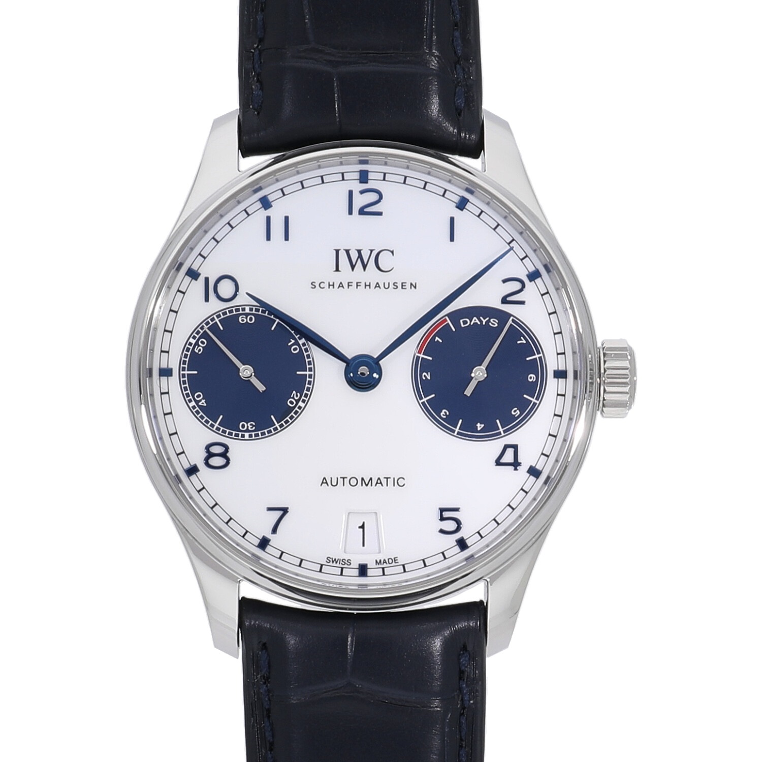 [未使用]IWC ポルトギーゼ オートマティック 7デイズ パワーリザーブ ホワイト×ブルー IW500715 メンズ