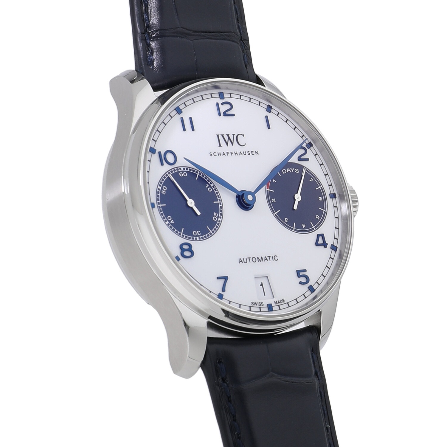 [未使用]IWC ポルトギーゼ オートマティック 7デイズ パワーリザーブ ホワイト×ブルー IW500715 メンズ