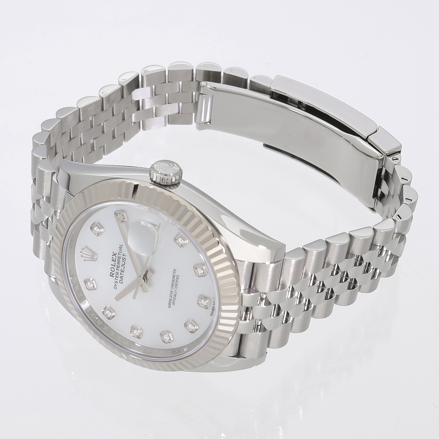 ロレックス デイトジャスト ホワイトシェル8サファイア2ダイヤ