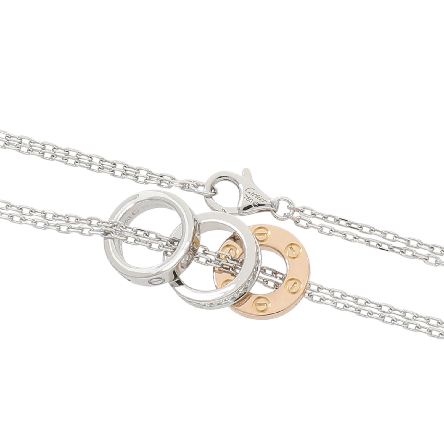 希少 未使用品 カルティエ Cartier 両面ダブルミラー シルバー925 C30071 | [中古]カルティエ ラブ スリーフープ ダイヤ ネックレス