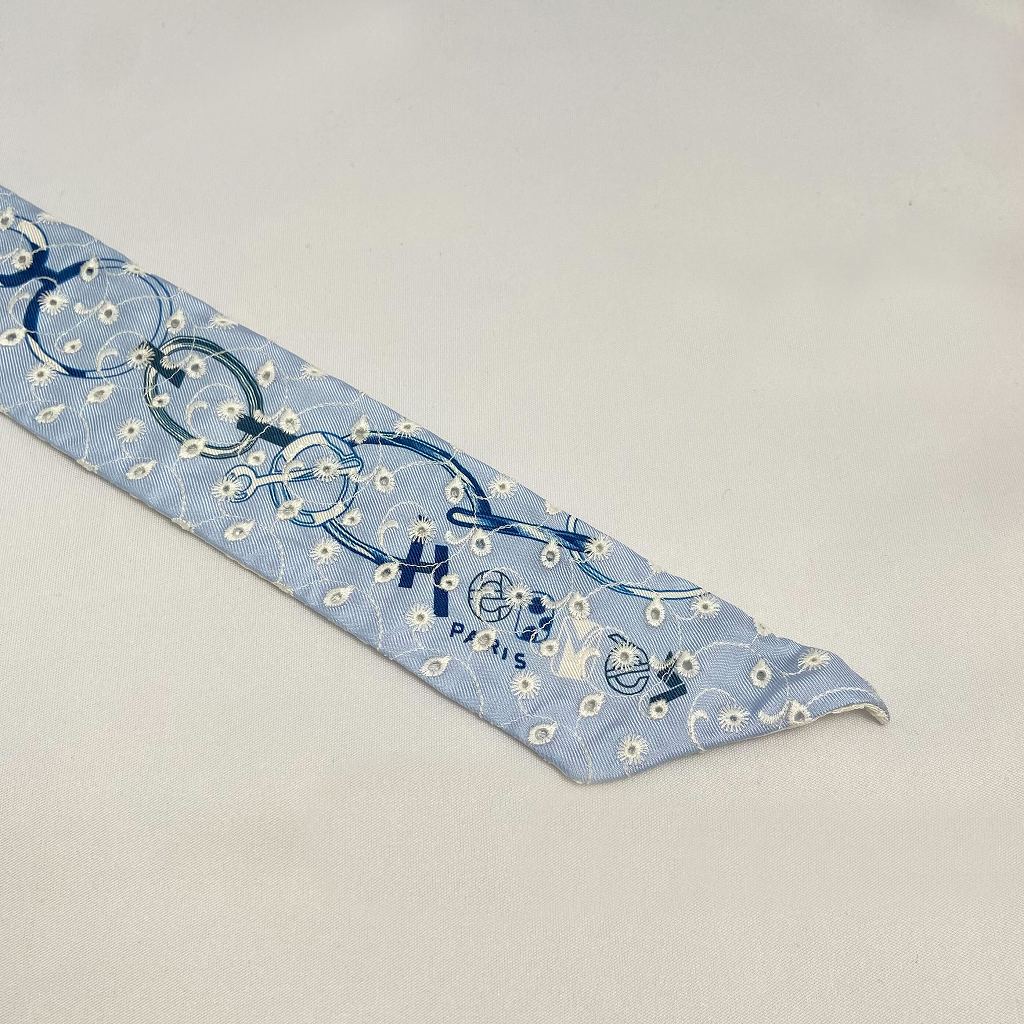 H6475 | [新品]エルメス ツイリー レ・ブックル ブルー/ホワイト