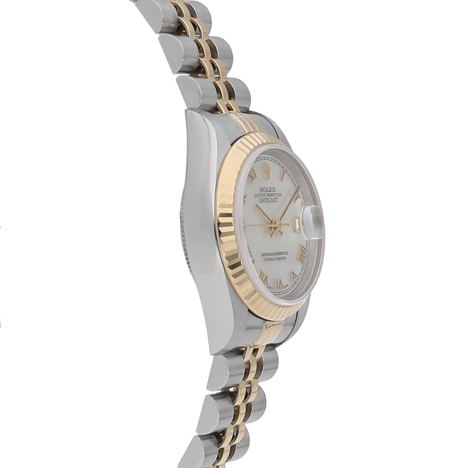 未使用　プライベートレーベル ソーラー セラミックホワイトゴールド シェル文字盤 R5682 | [中古]ロレックス デイトジャスト ホワイトシェル