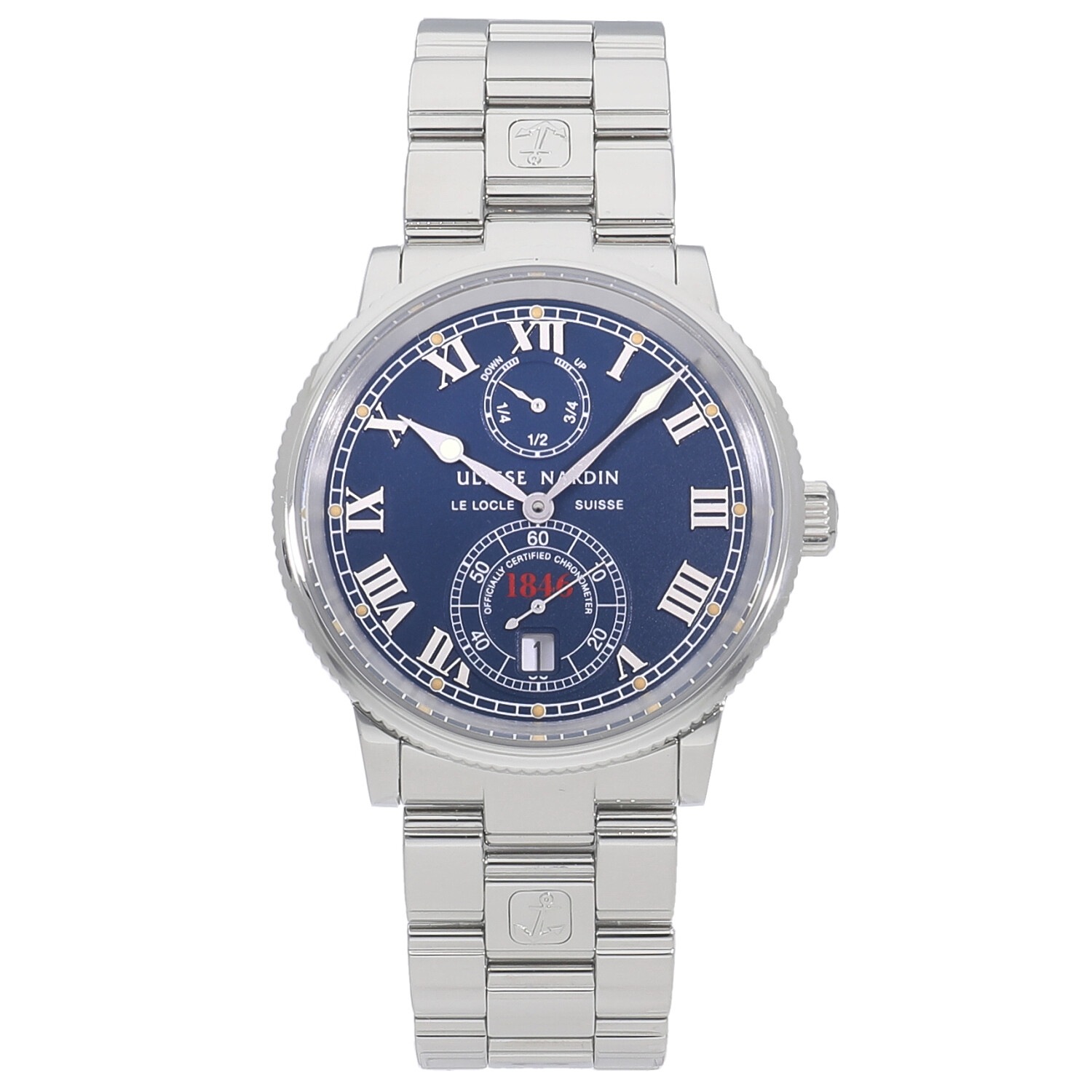 U5987 | [中古]ユリスナルダン マリーン クロノメーター 1846 ブルー