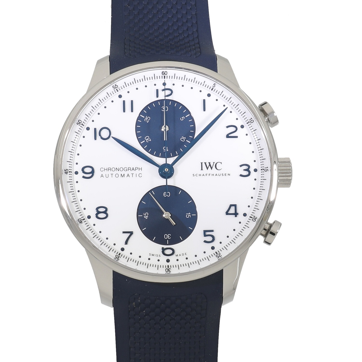 中古]IWC ポルトギーゼ クロノグラフ IW371620 ホワイト×ブルー メンズ