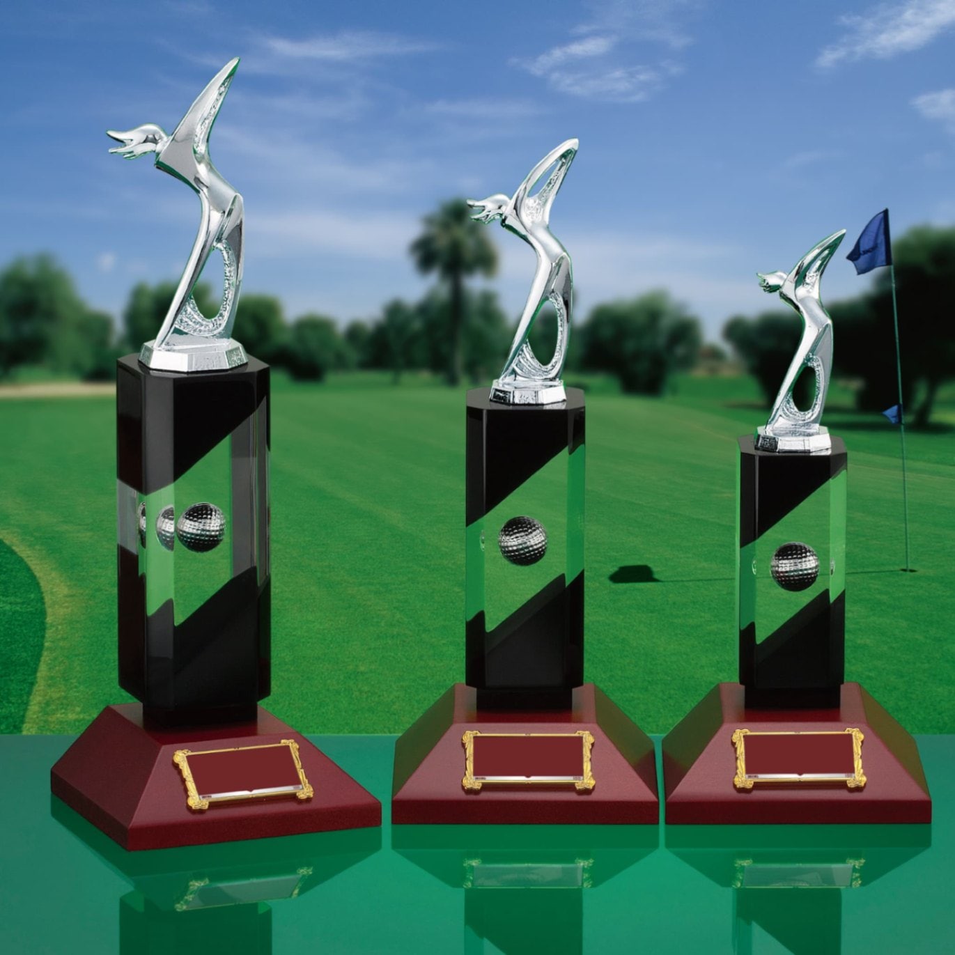 アクリル ゴルフ用ブロンズ封入トロフィー VC-3570