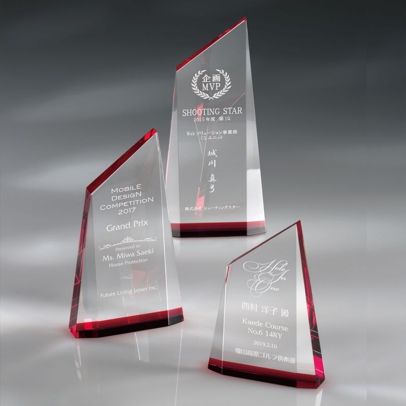 光学ガラスクリスタルトロフィー 表彰記念品 AK-1742 レッドトーチ