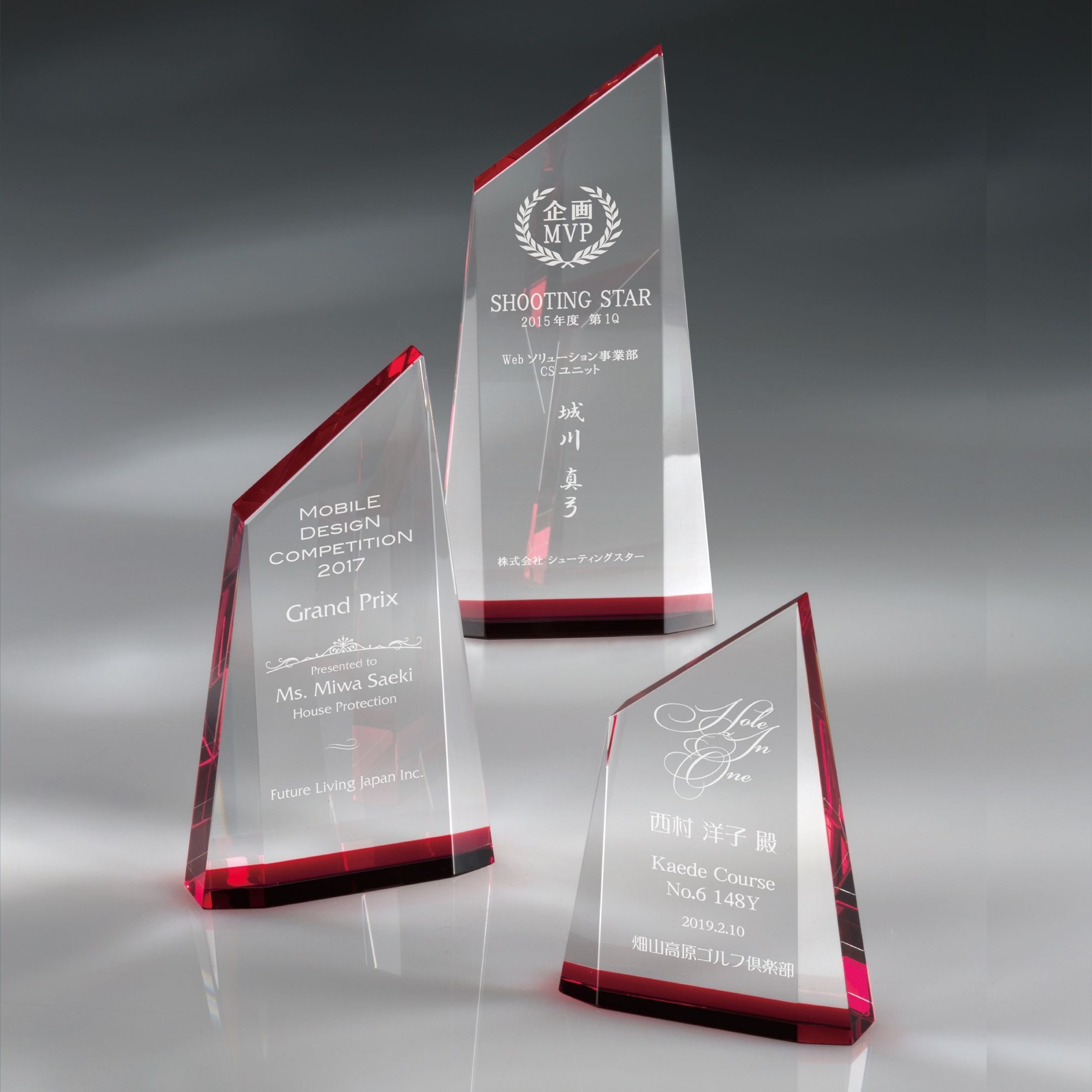 光学ガラスクリスタルトロフィー 表彰記念品 AK-1742 レッドトーチ