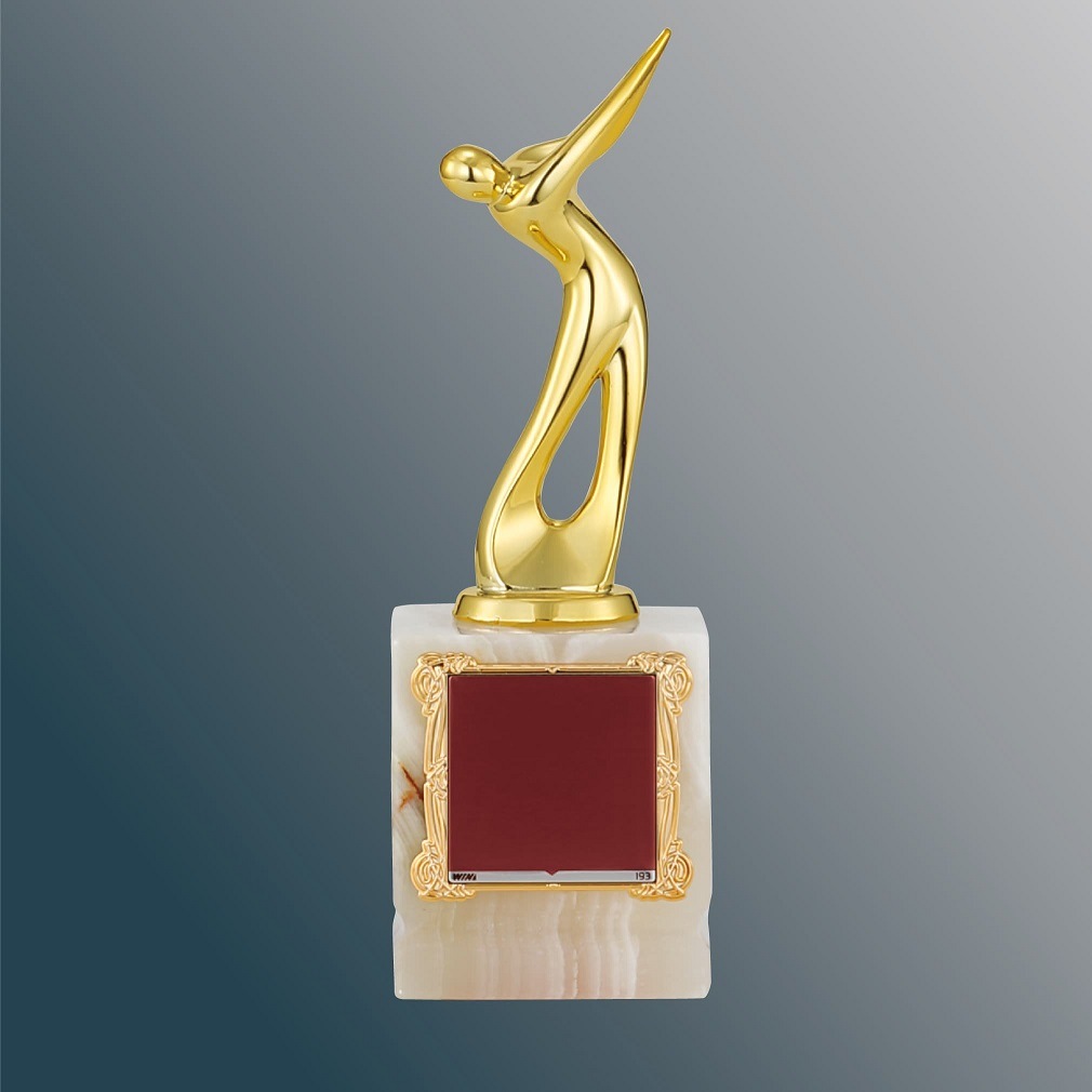 ゴルフ用ブロンズトロフィー 天然オニックス石台座 VC-4567