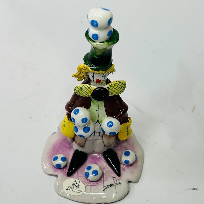 中古】ZAMPIVA 大道芸人 ピエロ 陶器人形 高13.5センチ 音楽【送料無料