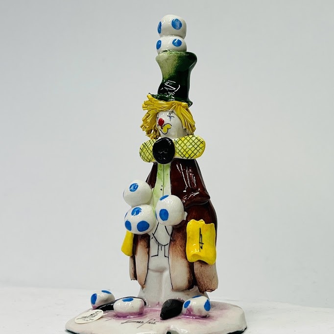 中古】ZAMPIVA 大道芸人 ピエロ 陶器人形 高13.5センチ 音楽【送料無料