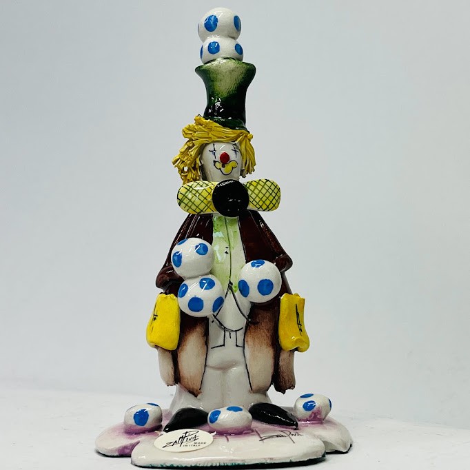 中古】ZAMPIVA 大道芸人 ピエロ 陶器人形 高13.5センチ 音楽【送料無料