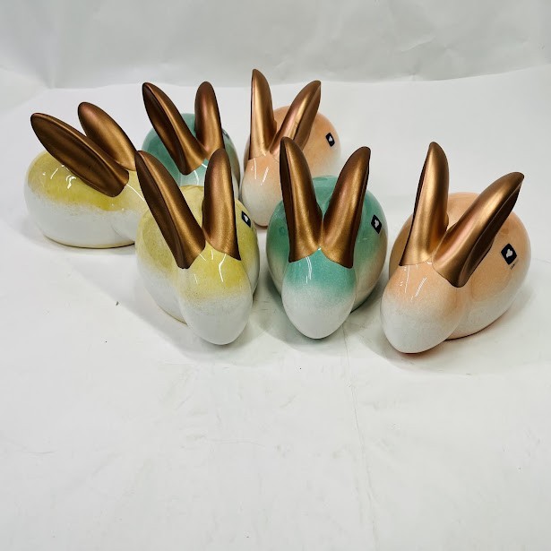 未使用】レオナルド LEONARDO オブジェ イースターバニー3体 6P H11cm