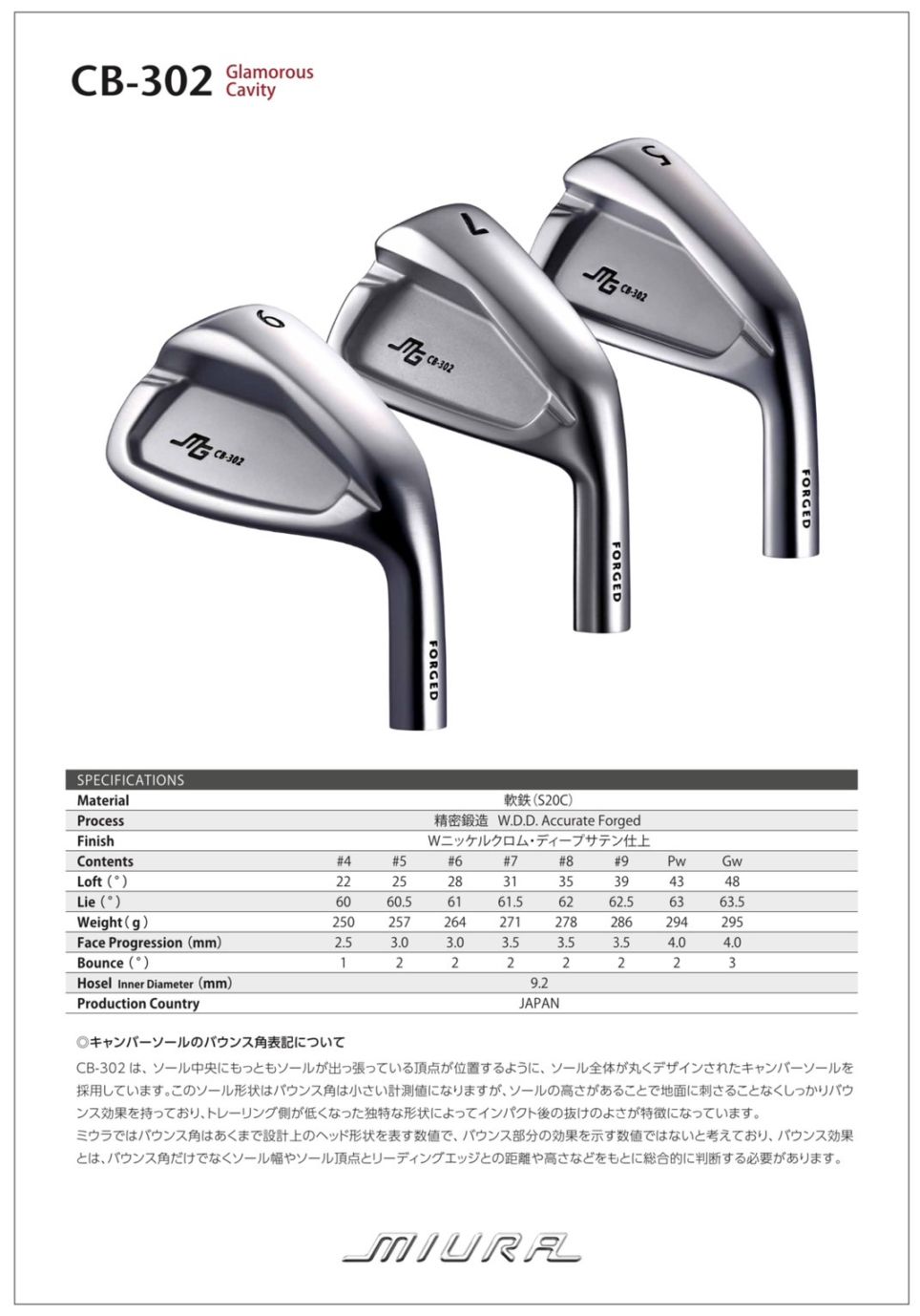 三浦技研 CB-302｜単品・セット アイアン【ゴルフ工房リバイヴ】