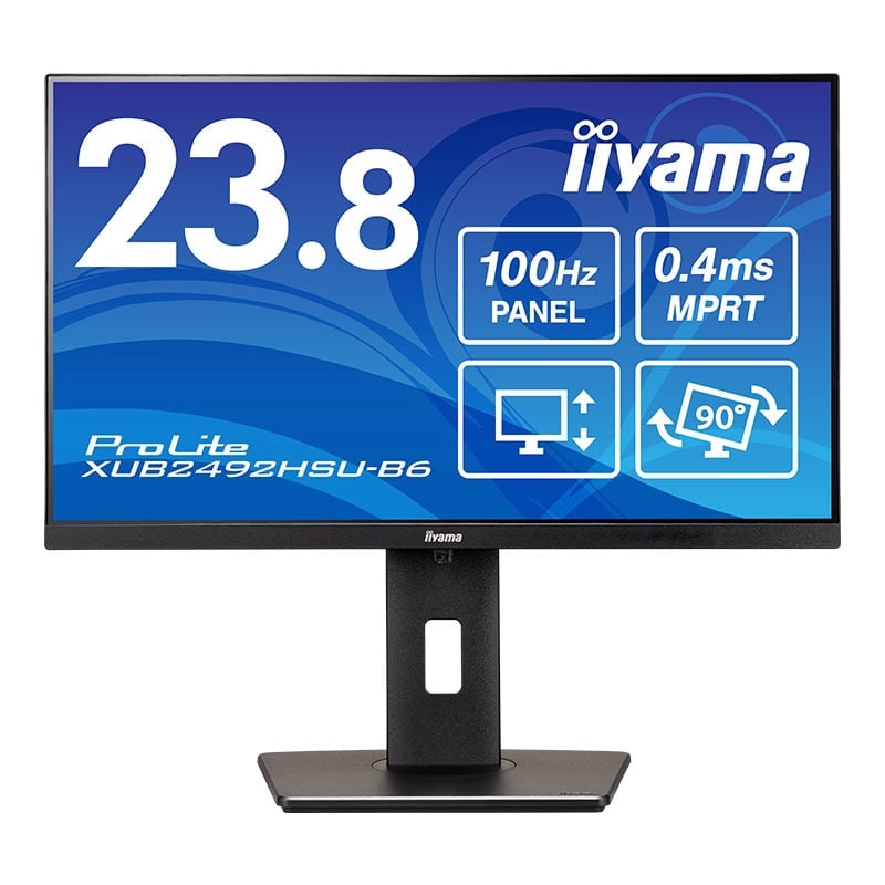 iiyama イイヤマ モニター ディスプレイ ProLite XUB2492HSU-B6 (23.8型 FHD 非光沢 DP HDMI 昇降 チルト ピボット スウィーベル 内臓スピーカー Vesa 3年間保証)