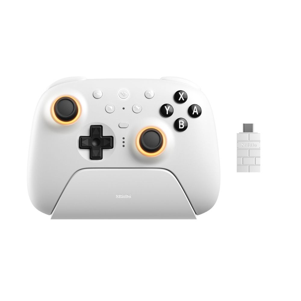 8BitDo Ultimate 2 Bluetooth White 無線 有線 ゲームコントローラー ( Switch Switch2 Windows PC Bluetooth 2.4GHz USB ターボ バイブレーションあり 充電台つき )