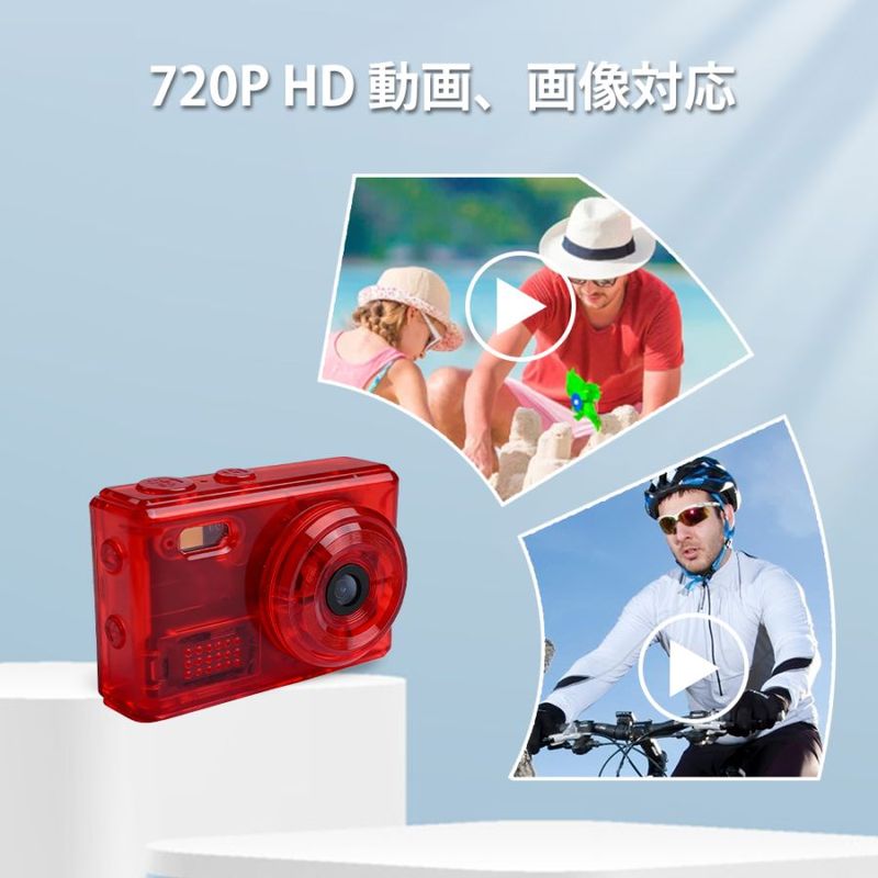 SAC CONNECT MINIカメラ SMC01-TRD ( 約100万画素 CMOSセンサー 固定焦点 0.96インチ液晶画面 microSD対応 動画撮影 レトロモード 小型デジタルカメラ ) クリアレッド