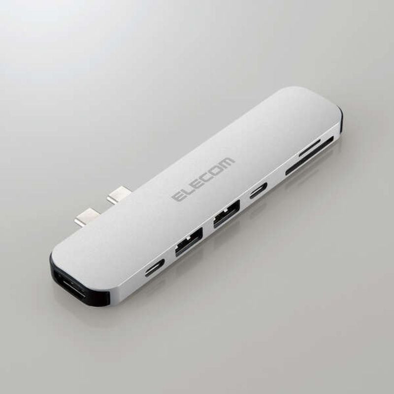 ELECOM エレコム USB Type-C 直挿しタイプドッキングステーション for MacBook DST-C24SV/EC ( HDMI USB Type-C Type-A SDカード microSDカード ドッキング Macbook専用 ) シルバー