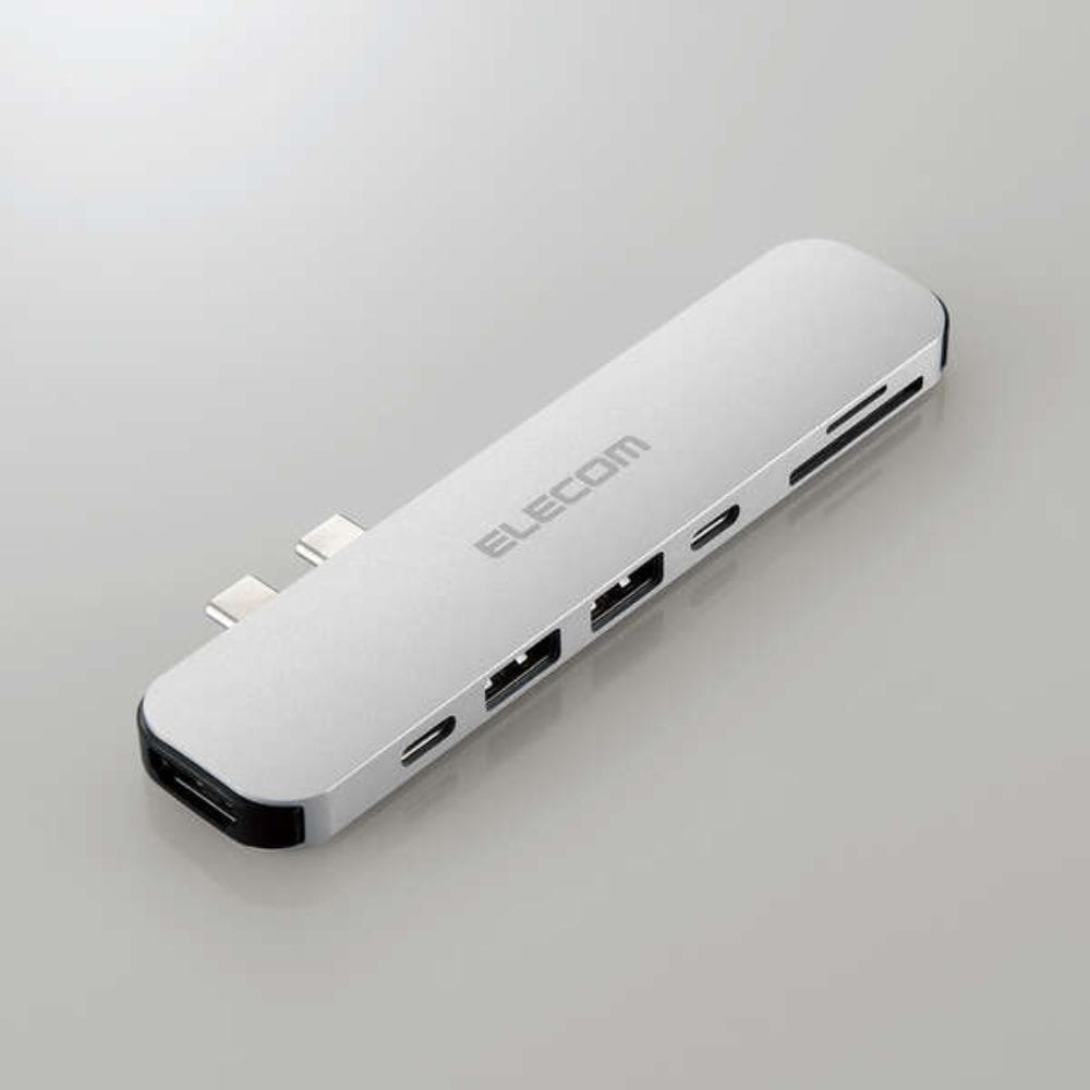 ELECOM エレコム USB Type-C 直挿しタイプドッキングステーション for MacBook DST-C24SV/EC ( HDMI USB Type-C Type-A SDカード microSDカード ドッキング Macbook専用 ) シルバー