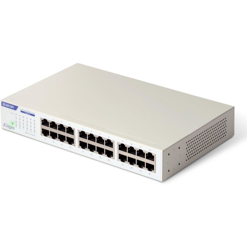 ELECOM エレコム Giga対応24ポートスイッチ(金属筐体/電源内蔵)EHC-G24MN2-HW(スイッチングハブ 静音性 ファンレス )ホワイト
