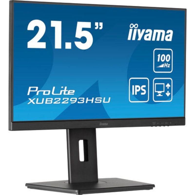 iiyama イイヤマ 21.5インチ IPS 3面ボーダーレスモニター XUB2293HSU-B7（USBハブ、100Hzリフレッシュレート、高さ調節可能なスタンド付き）ブラック