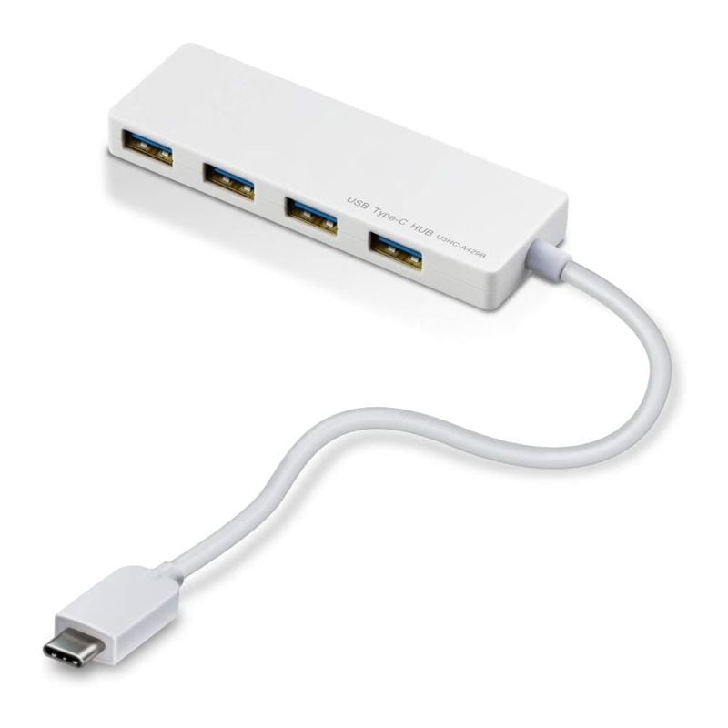ELECOM エレコム USB Type-C接続 4ポート USB3.1ハブ U3HC-A429BXWH ( バスパワー Type-Cオス Type-Aメス 15cmケーブル ) ホワイト