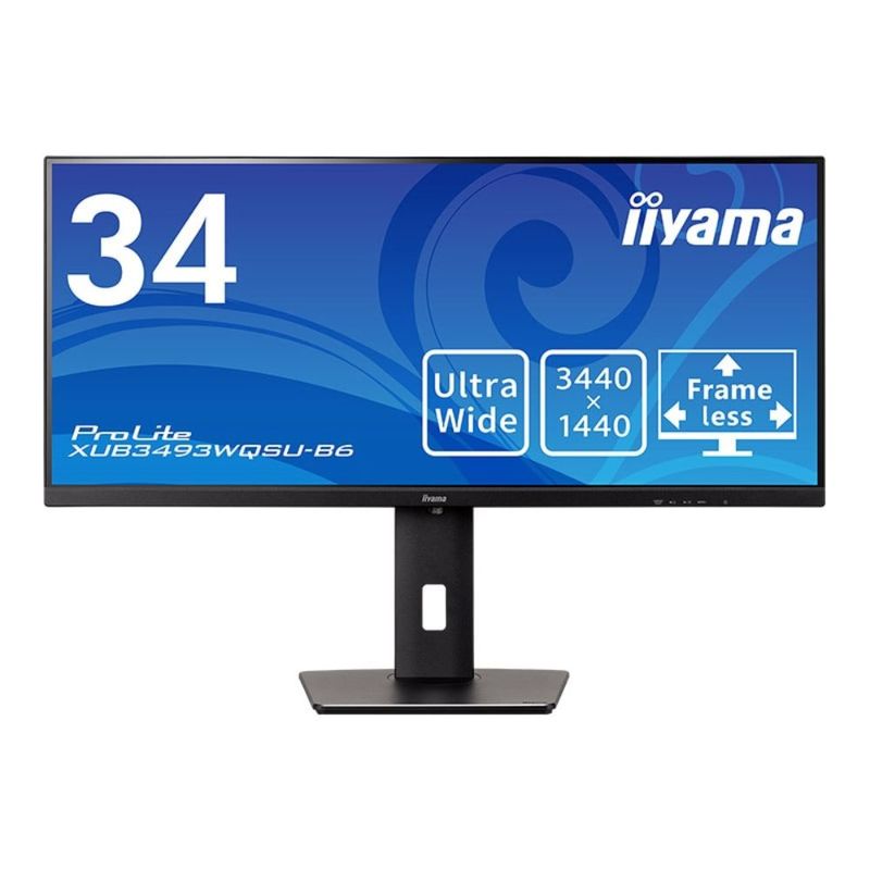 iiyama イイヤマ モニター ディスプレイ ProLite XUB3493WQSU-B6(34型ワイド ケーブル付属 IPS UWQHD HDMI DisplayPort ブラック 昇降)