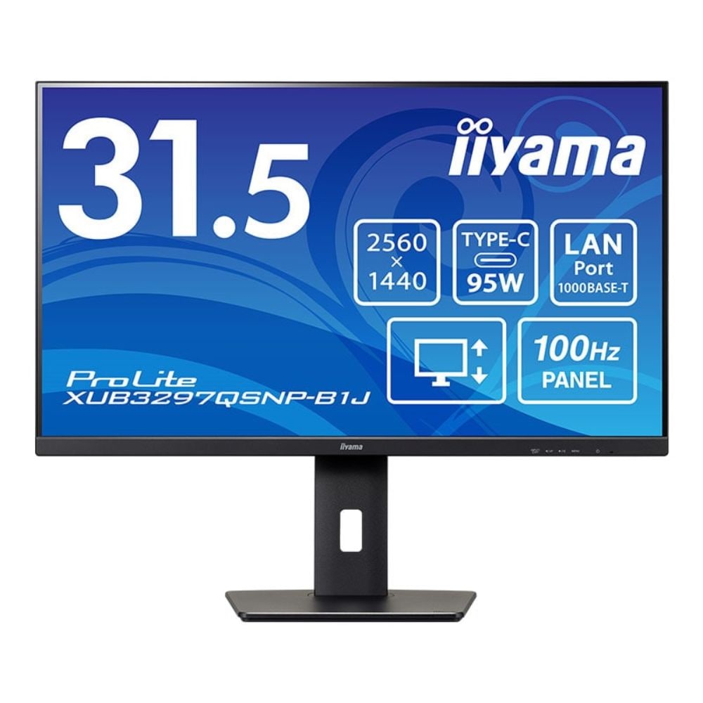 iiyama イイヤマ モニター ディスプレイ ProLite XUB3297QSNP-B1J(31.5型ワイド ケーブル付属 IPS WQHD HDMI USB-C DP 昇降機能 スイベル チルト)ブラック