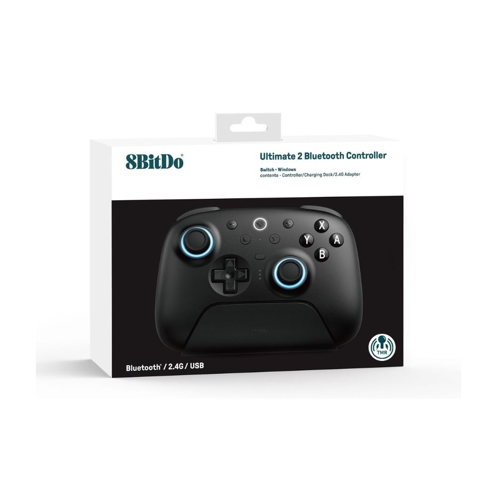 8BitDo Ultimate 2 Bluetooth Black 無線 有線 ゲームコントローラー ( Switch Switch2 Windows PC Bluetooth 2.4GHz USB ターボ バイブレーションあり 充電台つき )