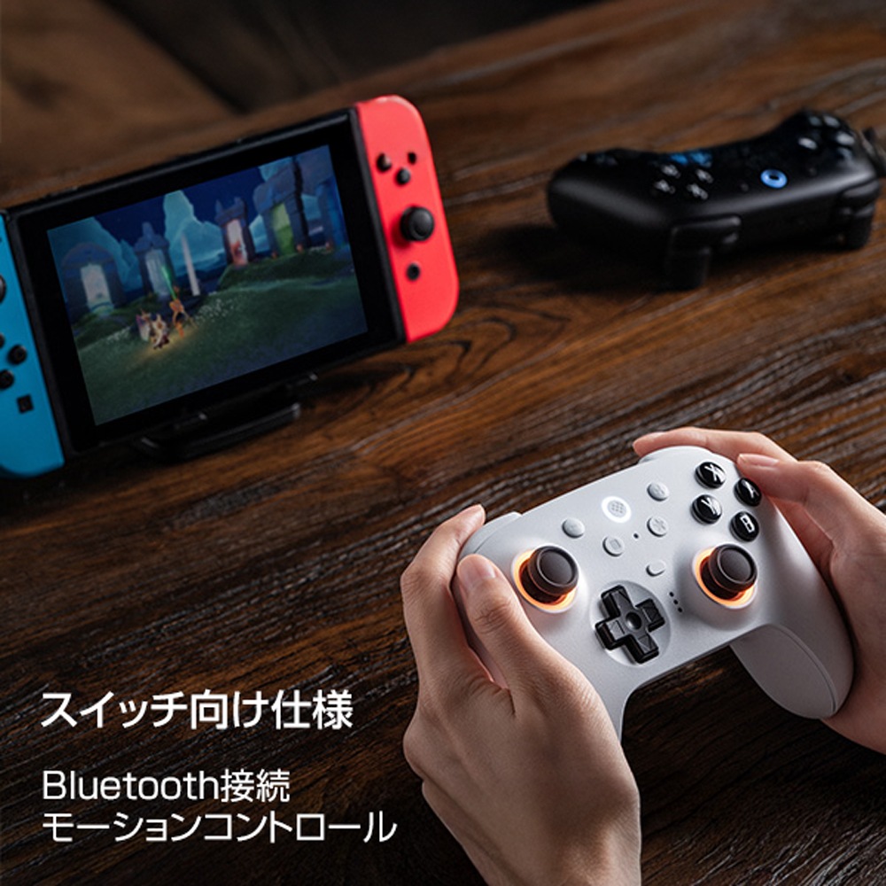 8BitDo Ultimate 2 Bluetooth Black 無線 有線 ゲームコントローラー ( Switch Switch2 Windows PC Bluetooth 2.4GHz USB ターボ バイブレーションあり 充電台つき )