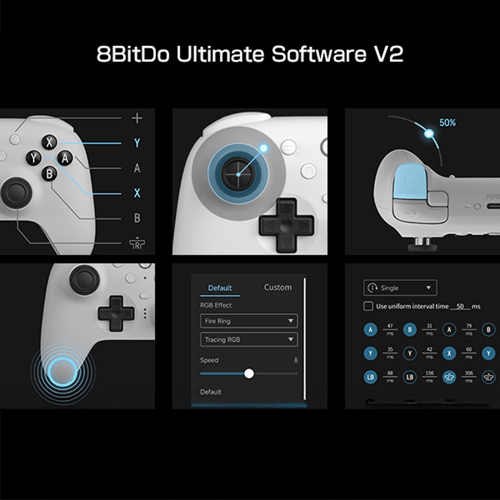 8BitDo Ultimate 2 Bluetooth Black 無線 有線 ゲームコントローラー ( Switch Switch2 Windows PC Bluetooth 2.4GHz USB ターボ バイブレーションあり 充電台つき )