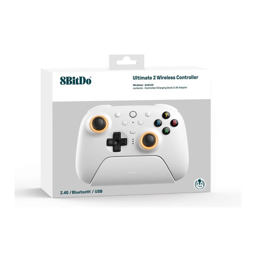 8BitDo Ultimate 2 Wireless White 無線 有線 ゲームコントローラー ( Windows PC Mac OS Android iOS Bluetooth 2.4GHz USB 充電台つき )