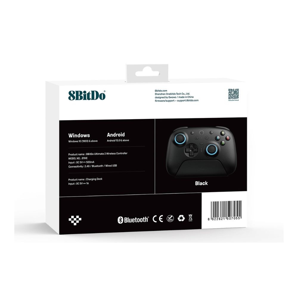 8BitDo Ultimate 2 Wireless Black 無線 有線 ゲームコントローラー ( Windows PC Mac OS Android iOS Bluetooth 2.4GHz USB 充電台つき )
