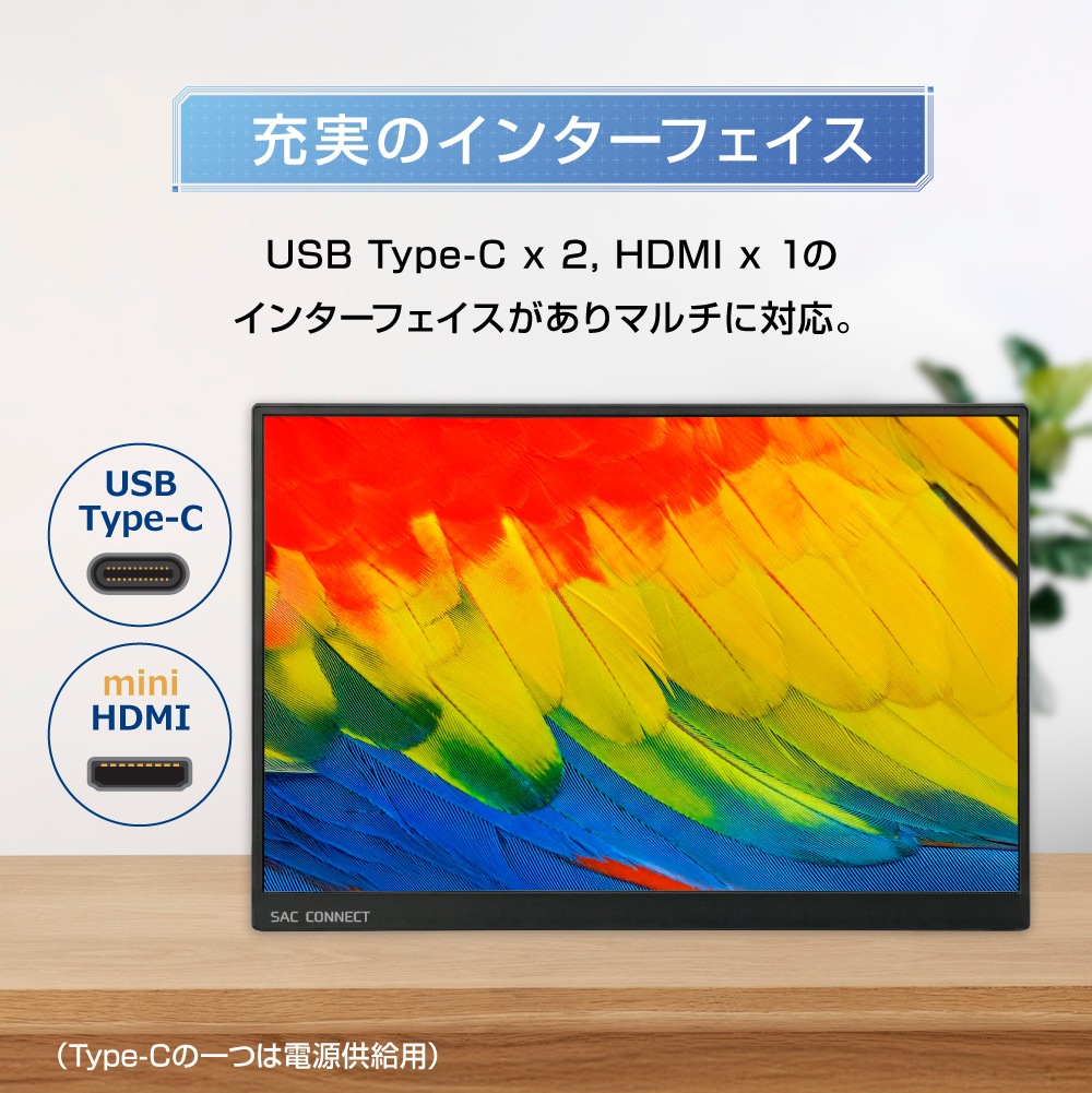SAC CONNECT ポータブル LCD モニター SPMWUXGA160 ( 16型 WUXGA 非光沢 IPS Mini HDMI USB Type-C 内臓スピーカー カバー付 )