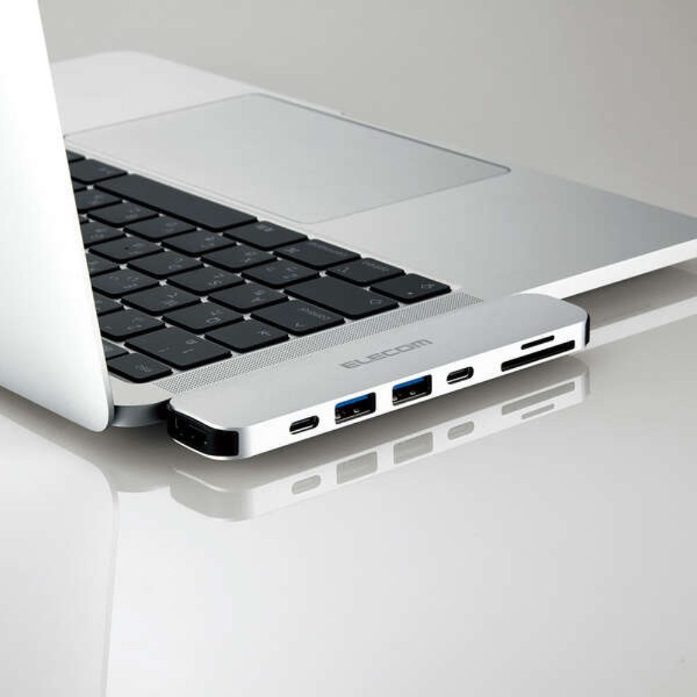 ELECOM エレコム USB Type-C 直挿しタイプドッキングステーション for MacBook DST-C24SV/EC ( HDMI USB Type-C Type-A SDカード microSDカード ドッキング Macbook専用 ) シルバー