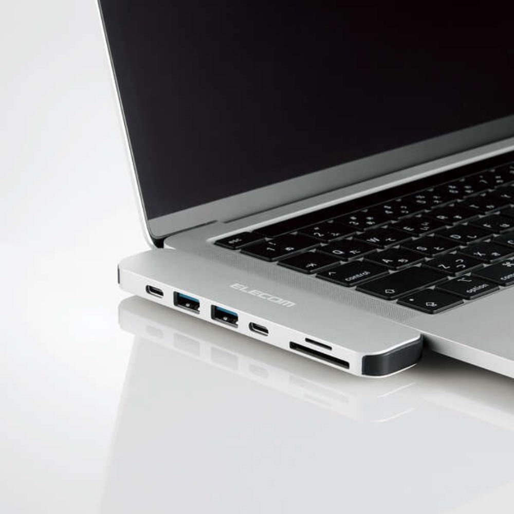 ELECOM エレコム USB Type-C 直挿しタイプドッキングステーション for MacBook DST-C24SV/EC ( HDMI USB Type-C Type-A SDカード microSDカード ドッキング Macbook専用 ) シルバー