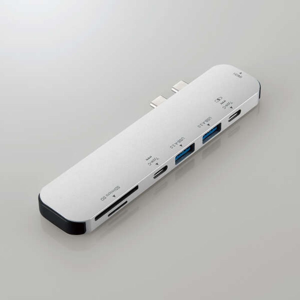ELECOM エレコム USB Type-C 直挿しタイプドッキングステーション for MacBook DST-C24SV/EC ( HDMI USB Type-C Type-A SDカード microSDカード ドッキング Macbook専用 ) シルバー