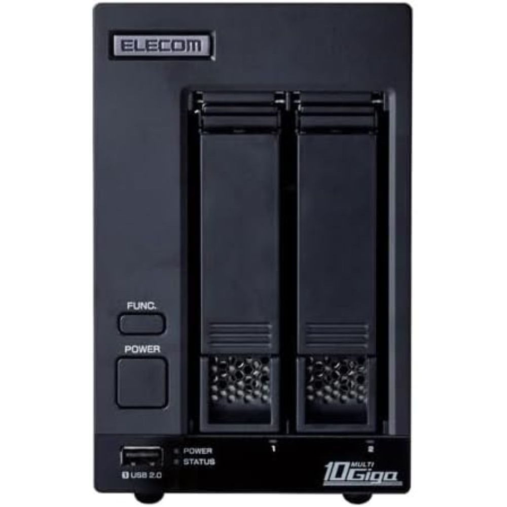 ELECOM エレコム デスクトップ2ベイ WSIoT2022forStorage Standard搭載NAS NSB-72D02TS22 (2TB)(ネットワーク接続型ストレージ )ブラック