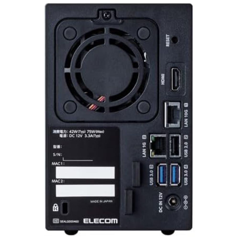 ELECOM エレコム デスクトップ2ベイ WSIoT2022forStorage Standard搭載NAS NSB-72D02TS22 (2TB)(ネットワーク接続型ストレージ )ブラック