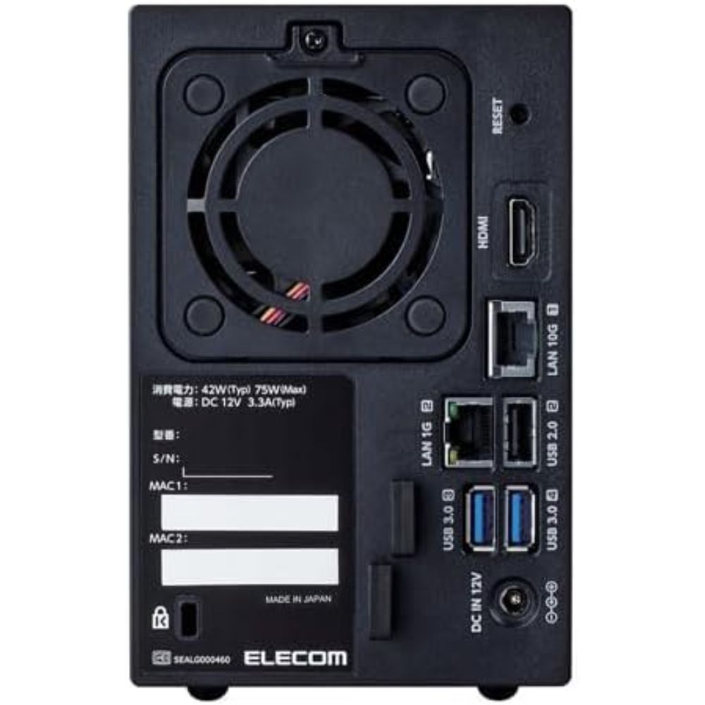 ELECOM エレコム デスクトップ2ベイWSIoT2022forStorage Workgroup搭載NAS(8TB) NSB-72D08TW22(ネットワーク接続型ストレージ )ブラック