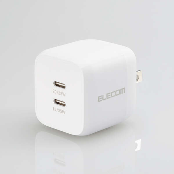 ELECOM エレコム キューブAC充電器 EC-AC4135WH (Type-C 2ポート 最大35W USB Power Delivery PPS 対応) ホワイト