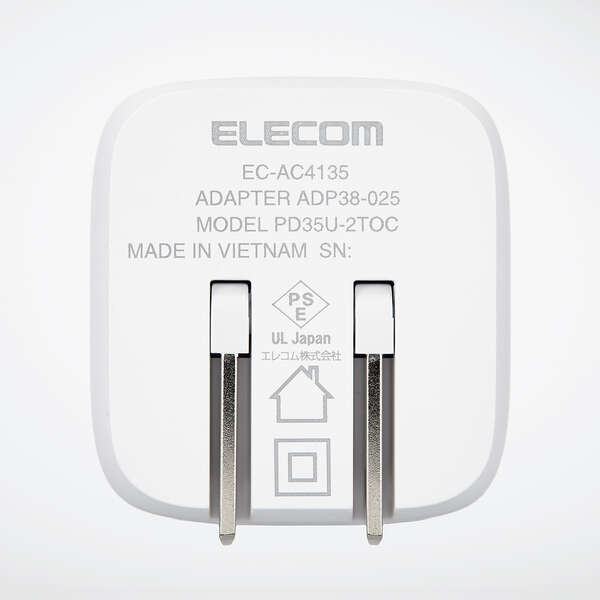 ELECOM エレコム キューブAC充電器 EC-AC4135WH (Type-C 2ポート 最大35W USB Power Delivery PPS 対応) ホワイト